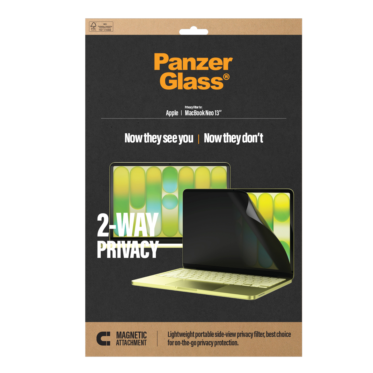PanzerGlass Magnetic 2-Way Privacy Film Displayschutz Apple MacBook Neo 13 M2| M3| M4|