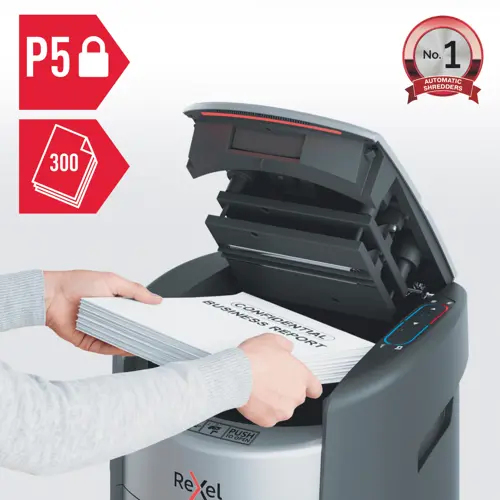 Rexel ShredMax AutoFeed+ 300M paper shredder P5 25-litre waste