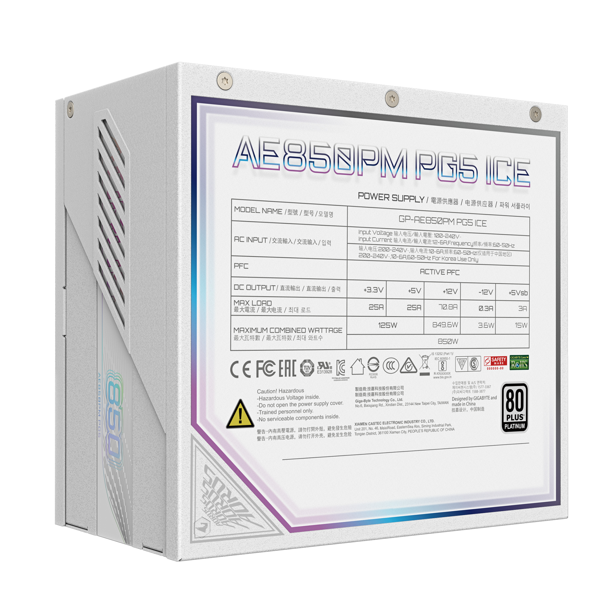 Gigabyte MODULAIRE - 850W - 80 PLUS PLATINUM - CONDENSATEURS 100% JAPONAIS - SUPPORT PCIE
