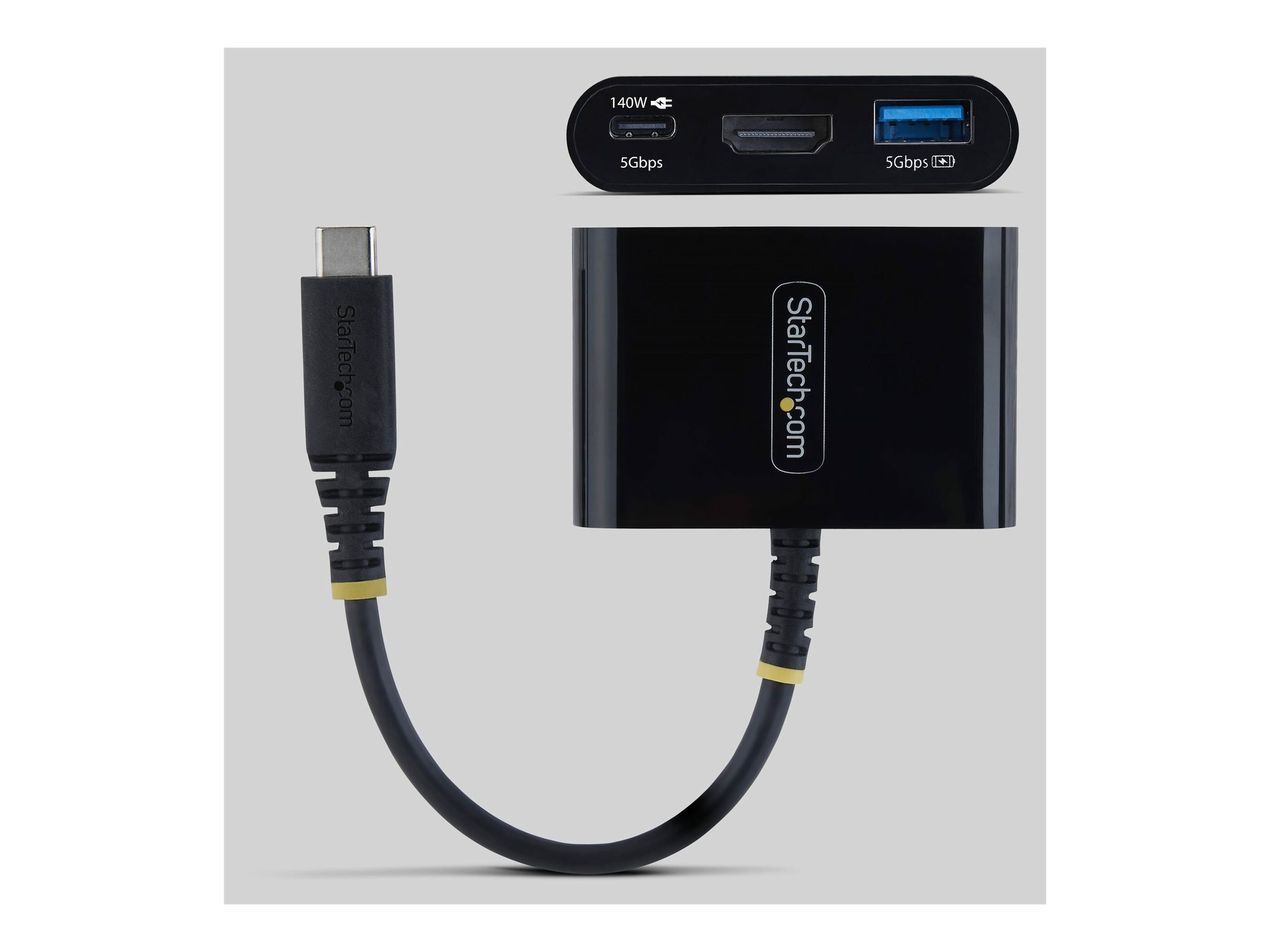 StarTech.com Adattatore Multiporta USB-C a HDMI con Ricarica PD 140W, HDMI 4K 60Hz, Hub USB 5Gbps, Mini Dock per MacBook, Dell, ThinkPad, HP, iPad, Tablet, Bianco