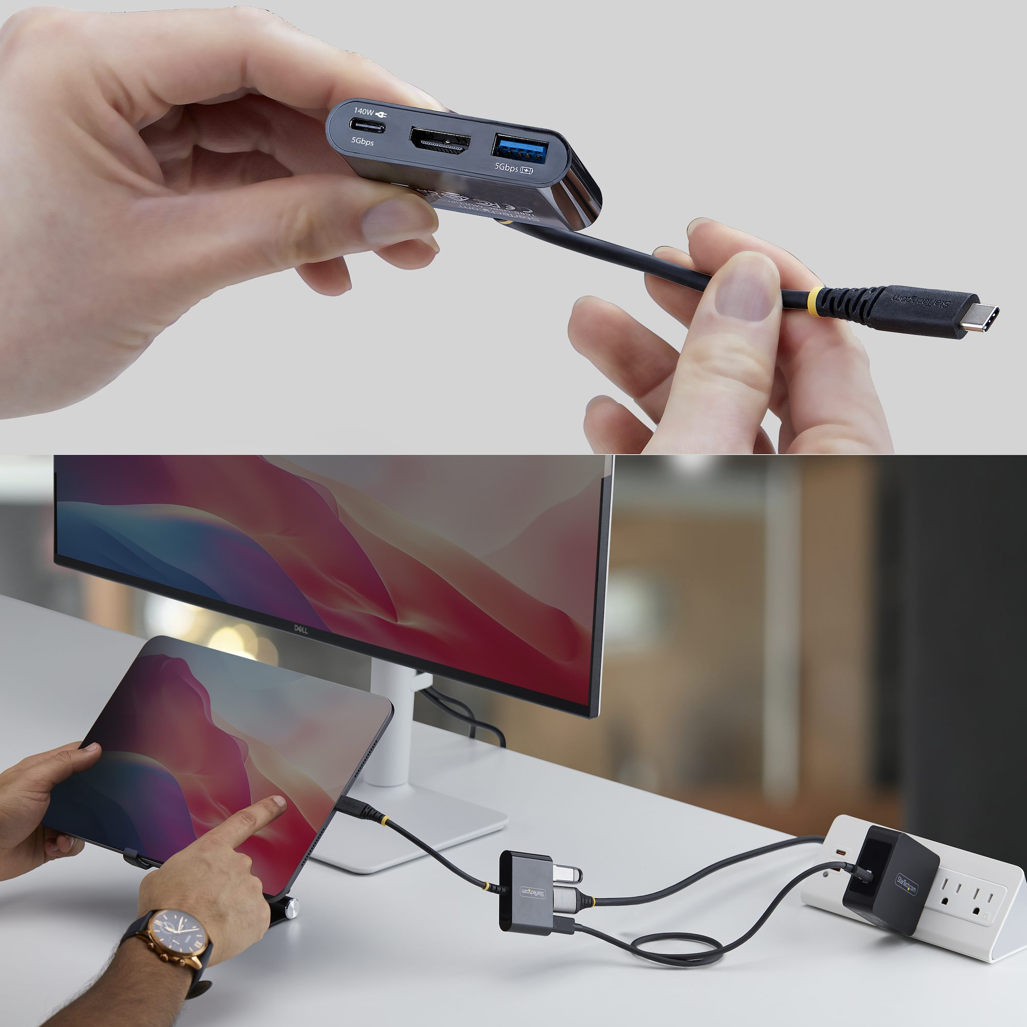 StarTech.com Adattatore Multiporta USB-C a HDMI con Ricarica PD 140W, HDMI 4K 60Hz, Hub USB 5Gbps, Mini Dock per MacBook, Dell, ThinkPad, HP, iPad, Tablet, Bianco