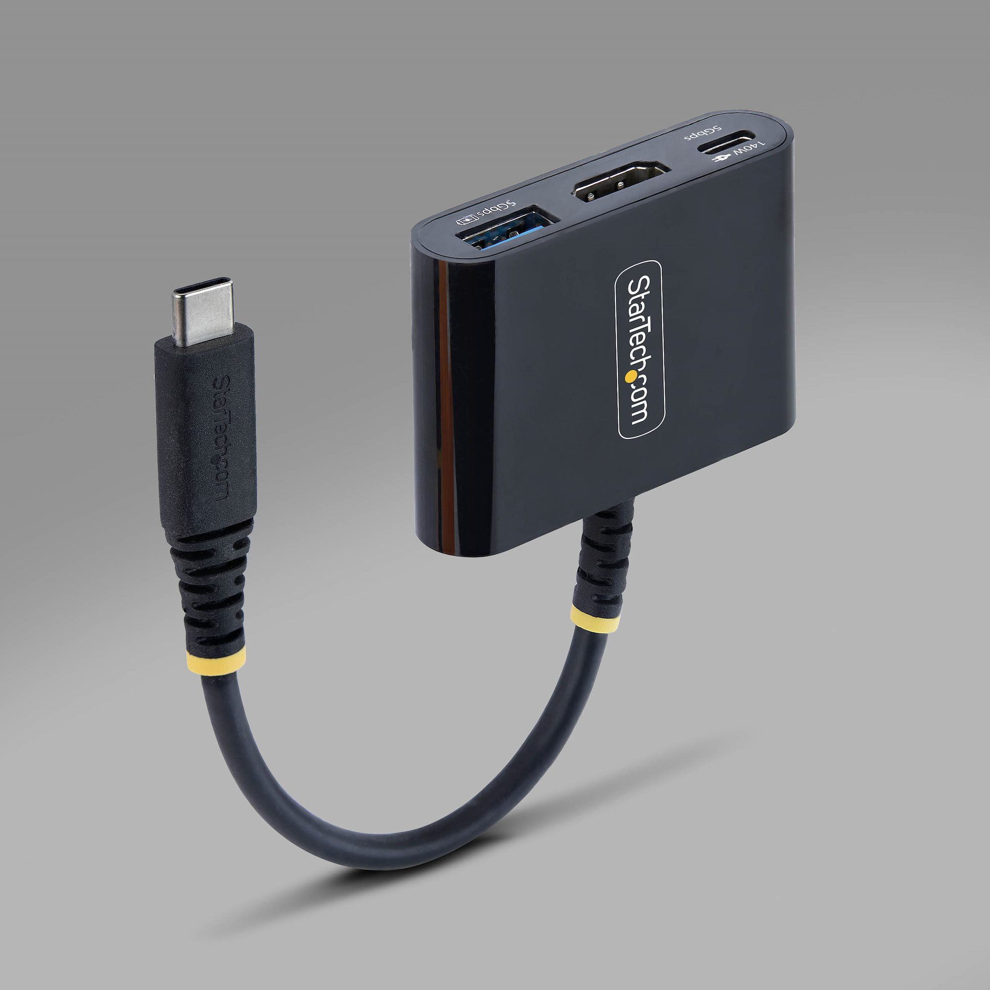 StarTech.com Adattatore Multiporta USB-C a HDMI con Ricarica PD 140W, HDMI 4K 60Hz, Hub USB 5Gbps, Mini Dock per MacBook, Dell, ThinkPad, HP, iPad, Tablet, Bianco