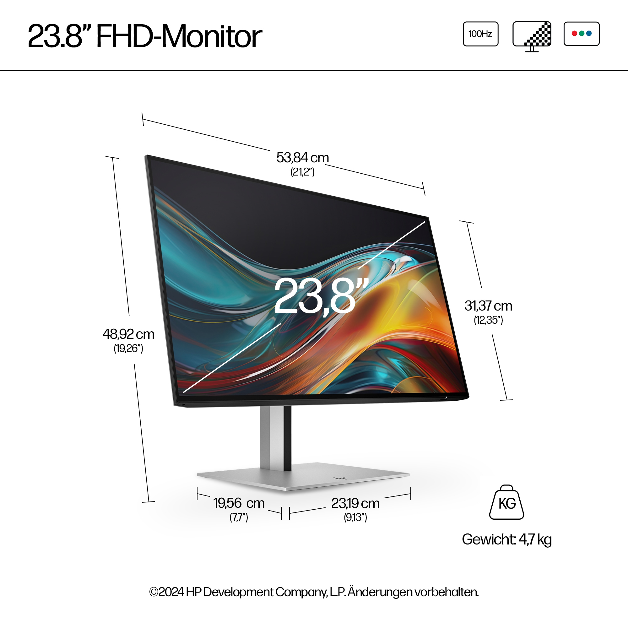 HP Monitor FHD de la serie 7 Pro de 23,8 pulgadas: 724pf sin PVC