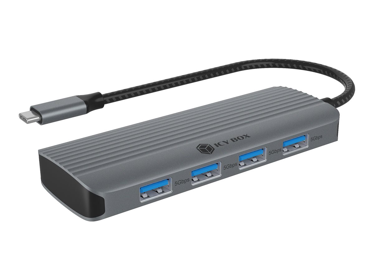 ICY BOX IB-DK4022a-CPD Al�mbrico USB 3.2 Gen 1 (3.1 Gen 1) Type-C Aluminio, Plata