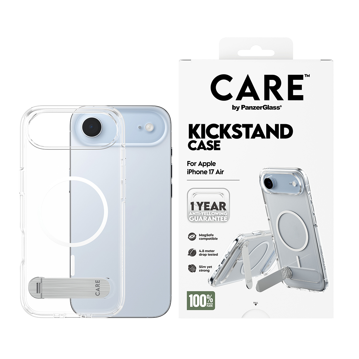 PanzerGlass CARE by � Feature Case Transparent w. Kickstand & MagSafe iPhone 17 Air coque de protection pour t�l�phones portables Housse