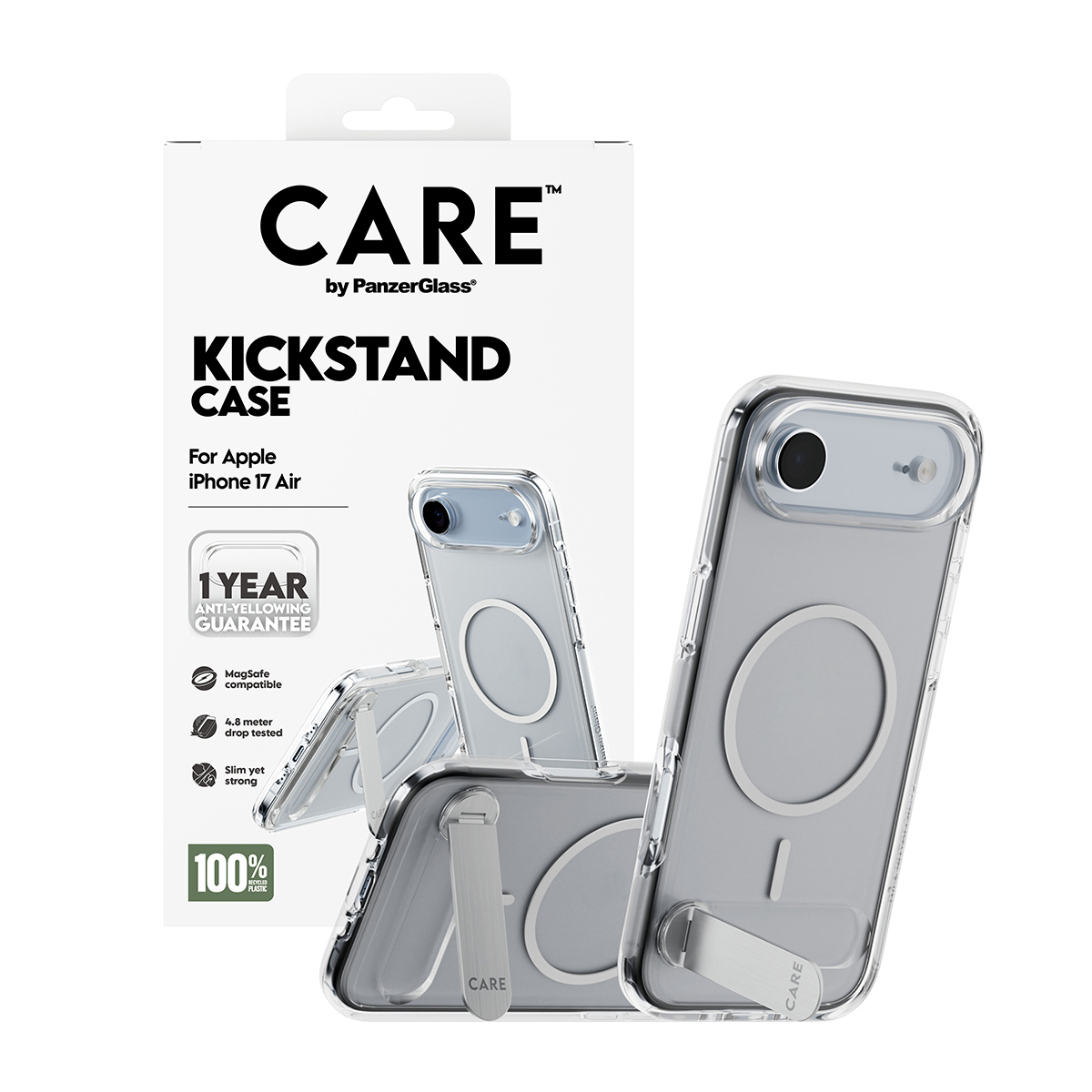 PanzerGlass CARE by � Feature Case Transparent w. Kickstand & MagSafe iPhone 17 Air coque de protection pour t�l�phones portables Housse