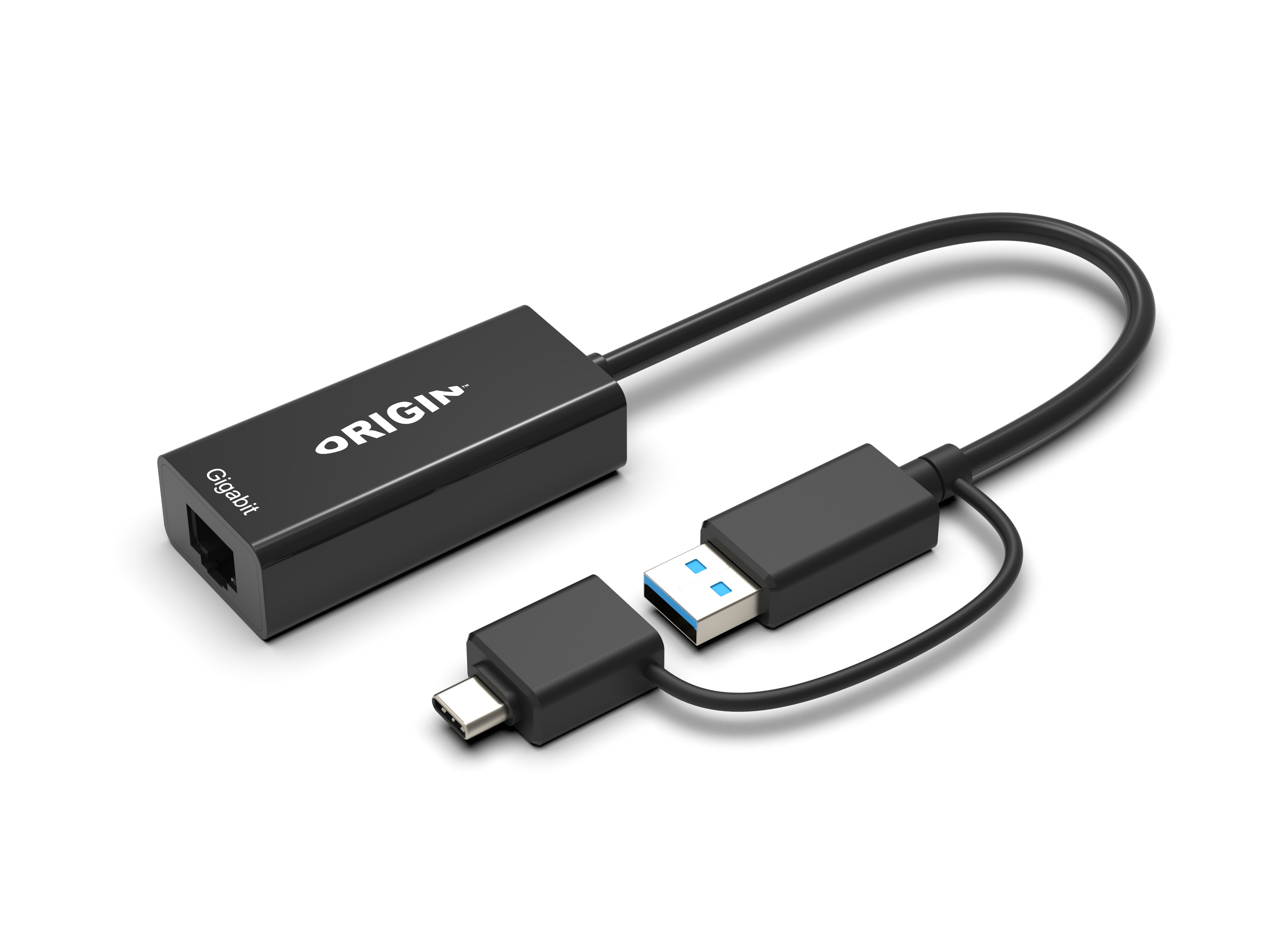 Origin Storage OS-HUB-USB3/C-RJ45 adattatore per inversione del genere dei cavi USB3.0/USB-C Nero