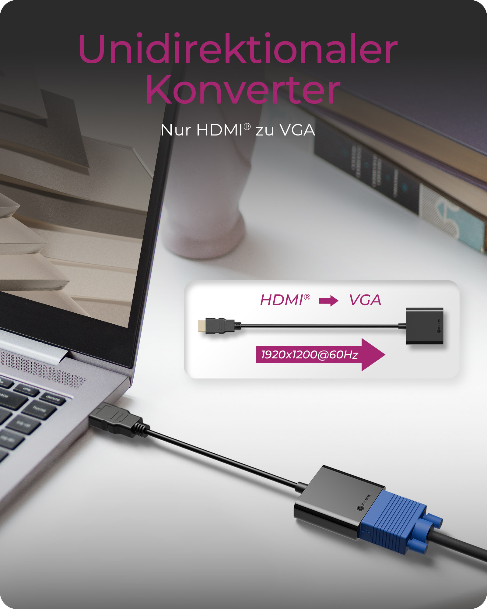 ICY BOX IB-AC502a 0.2 m HDMI Type A (Standard) VGA (D-Sub)