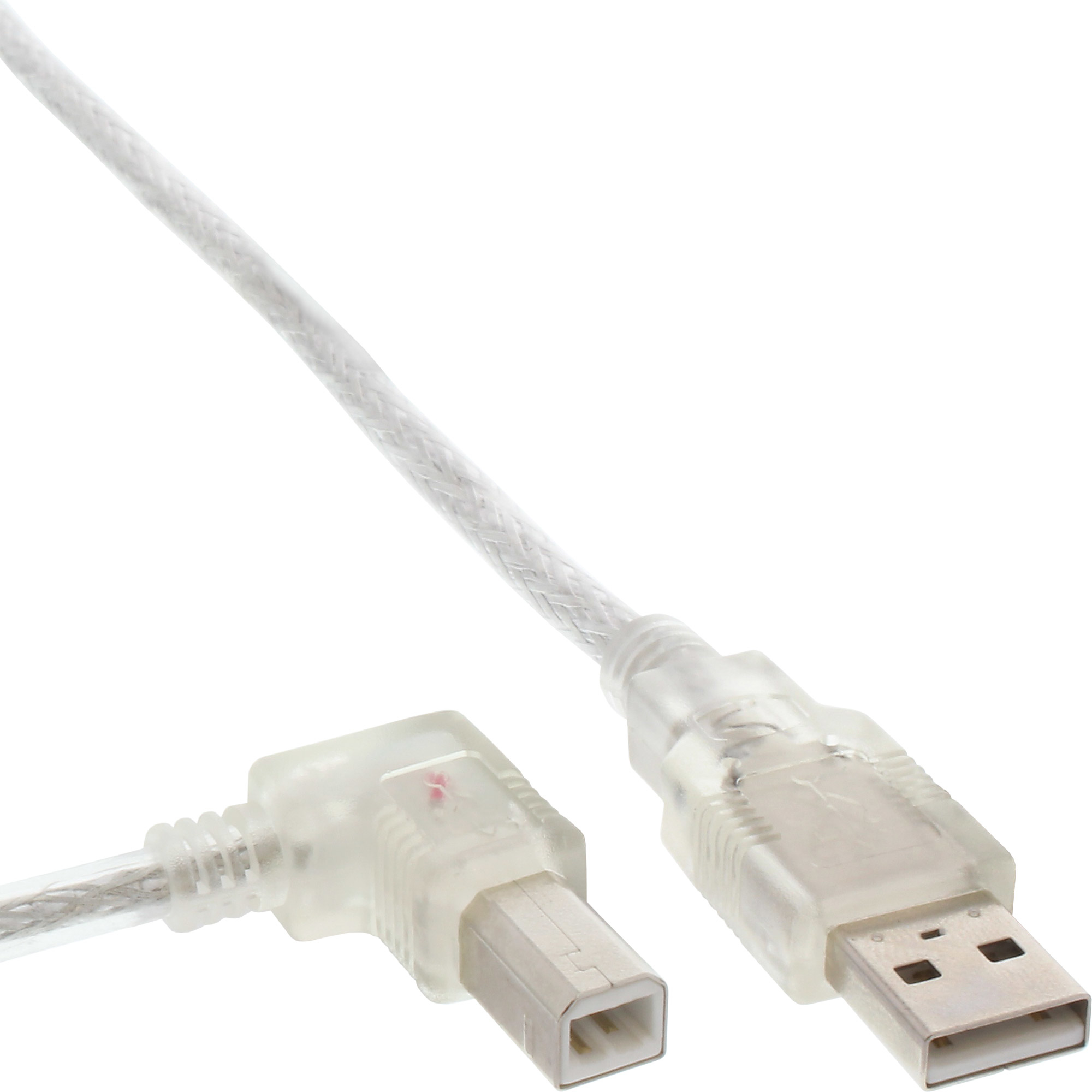 InLine USB 2.0 Cable left angled Type A male / B male transparent 0.5m