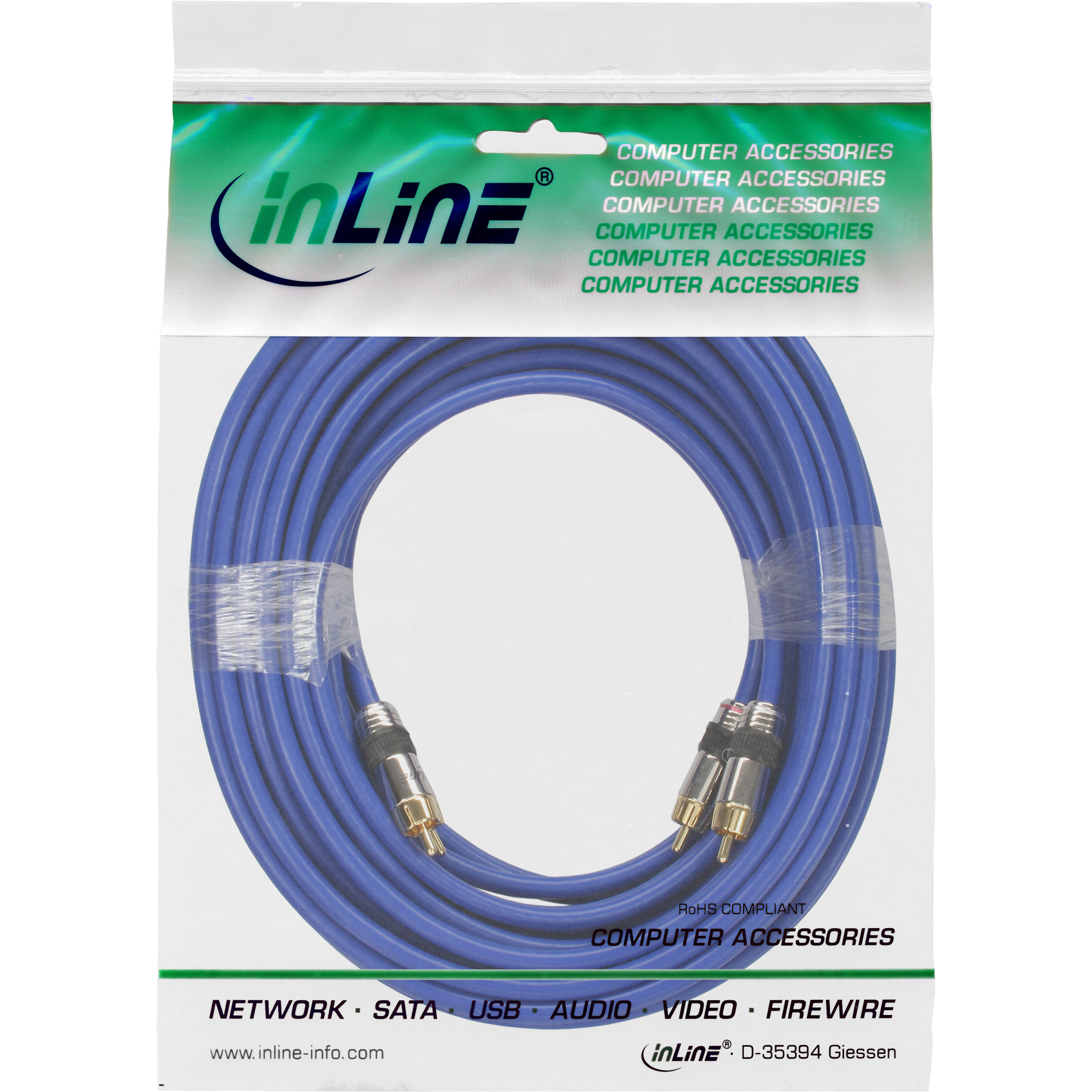 InLine 89710P c�ble audio 10 m 2 x RCA Bleu