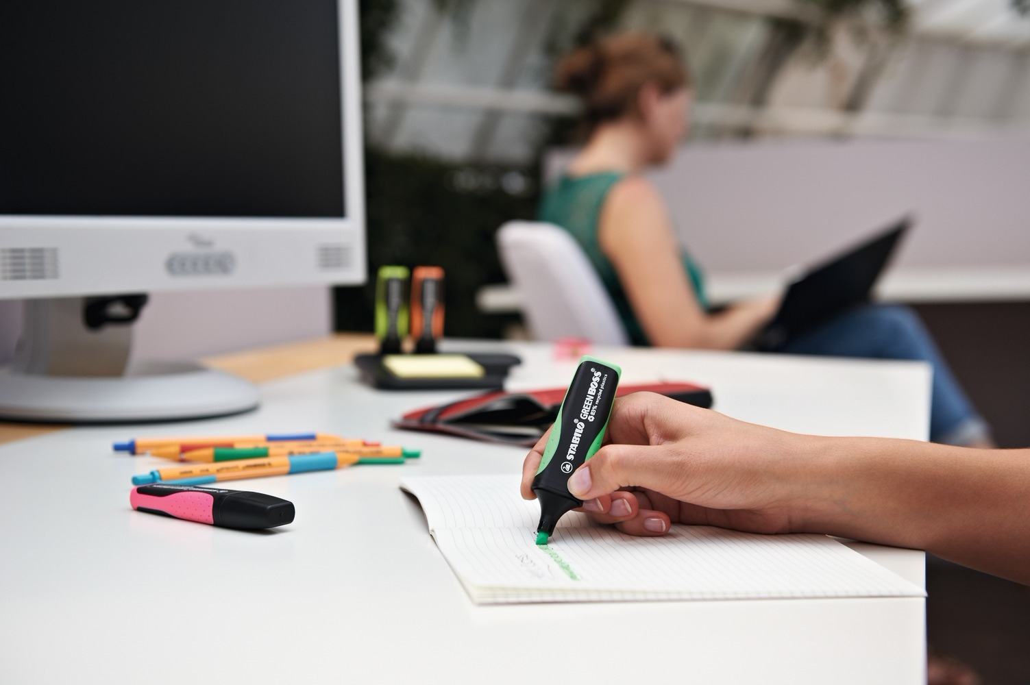 STABILO GREEN BOSS marqueur 4 pi�ce(s) Pointe biseaut�e Vert, Orange, Rose, Jaune