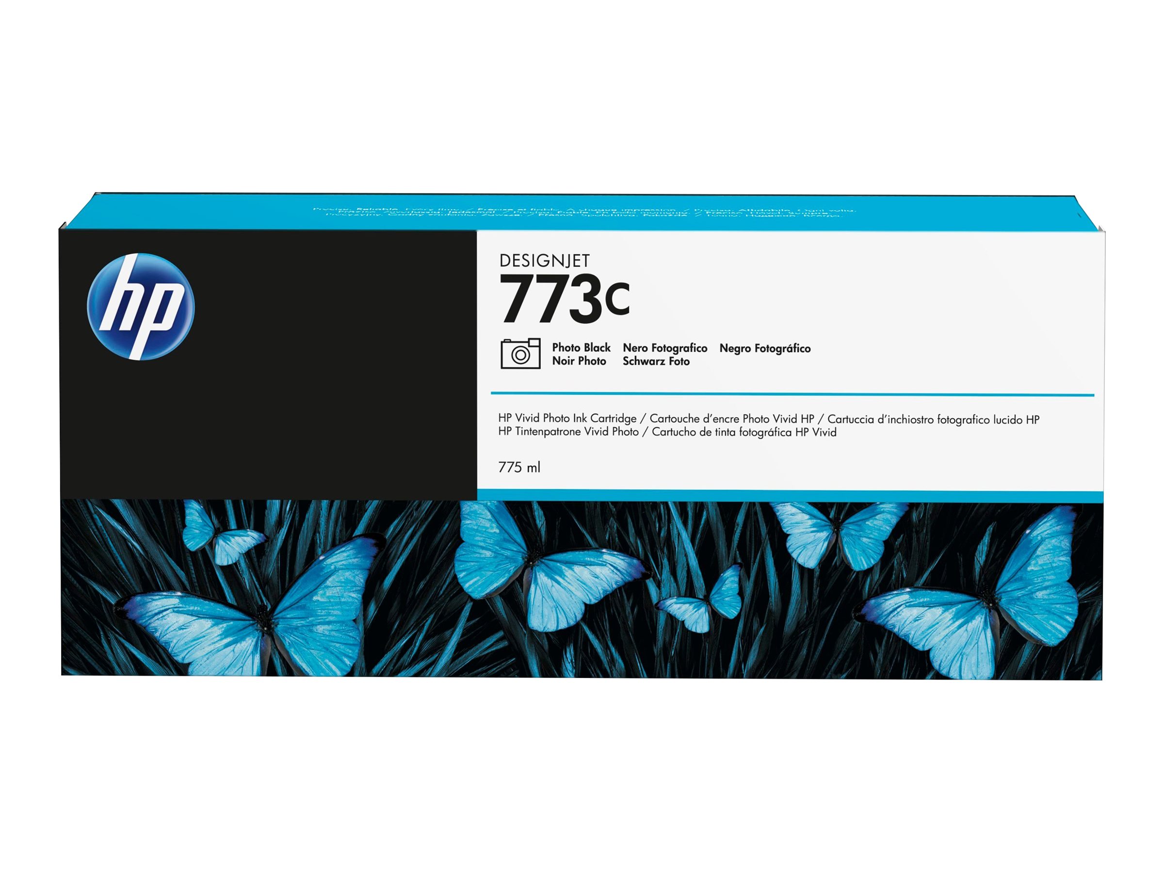 HP Cartouche dencre DesignJet 773C noir photo de 775 ml