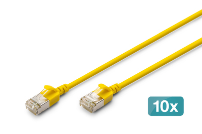 DIGITUS CAT 6A F-FTP Slim Patchkabel, 1,5 m, Gelb, 10 St�ck