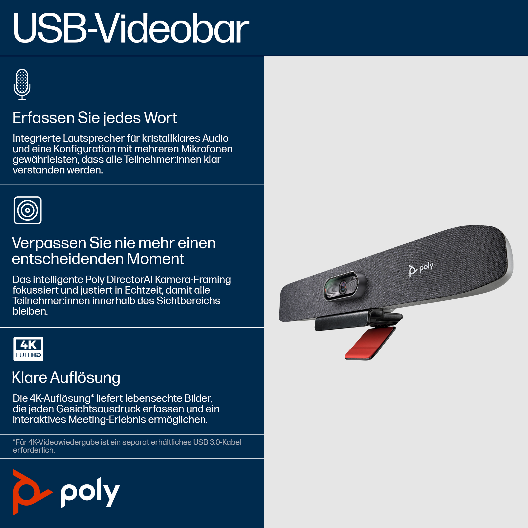 Poly HP Poly Studio R30 No Radio - USB-Videoleiste