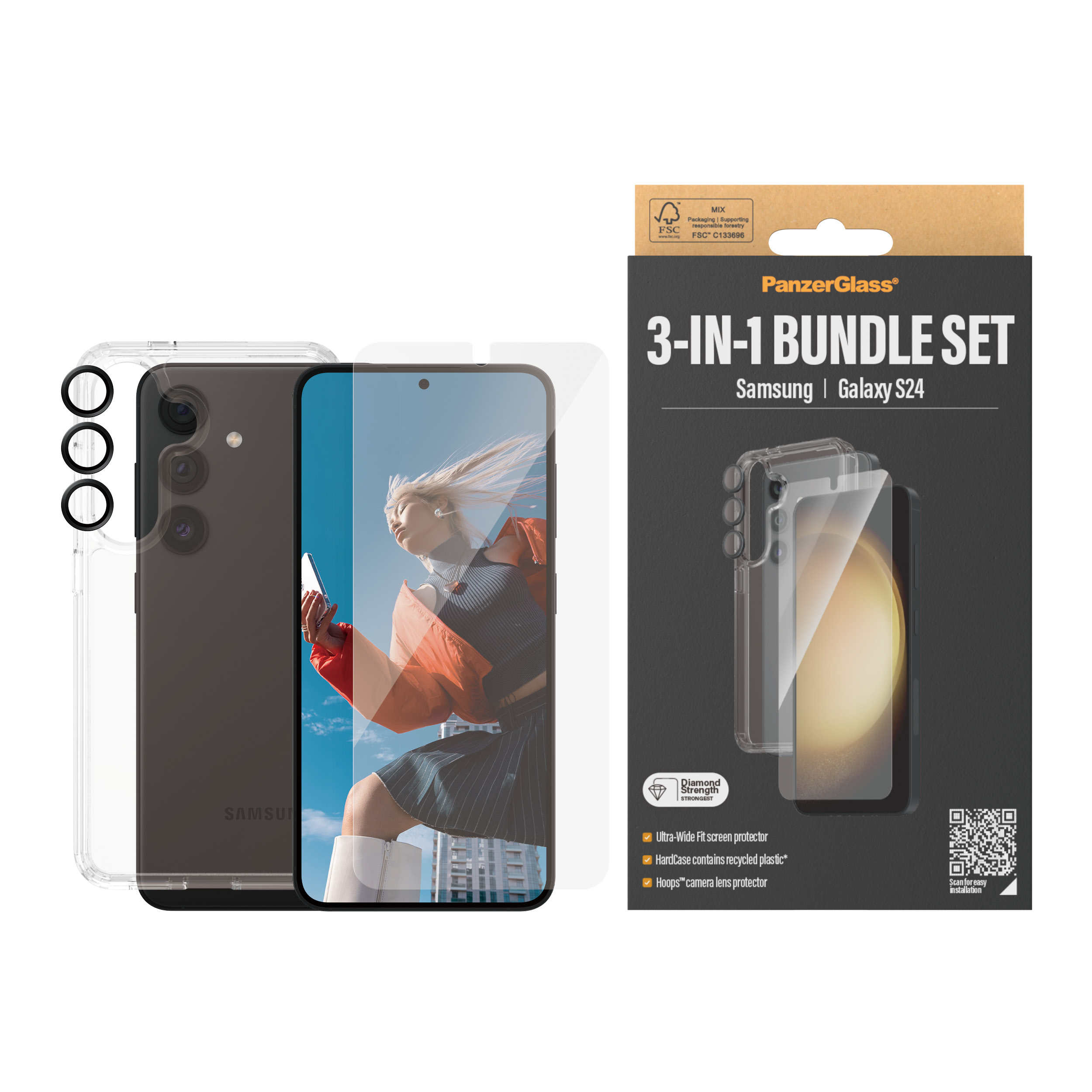 PanzerGlass 3-in-1 Bundle Glas, Case, Cam Protector de pantalla Samsung 1 pieza(s)