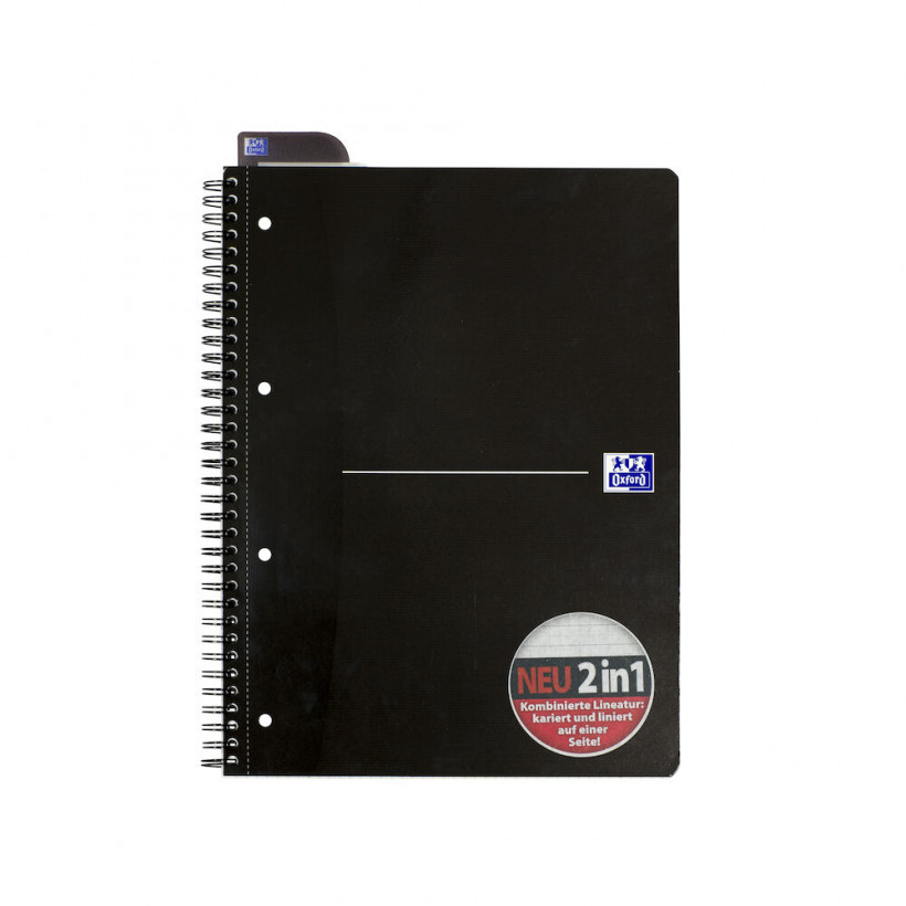 Oxford Essentials - Muster - Schwarz - A4+ - 70 Bl�tter - 90 g/m� - Kariertes Papier
