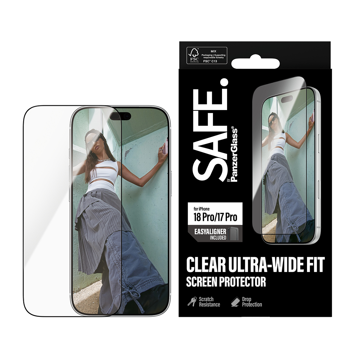 PanzerGlass SAFE. by � Screen Protector iPhone 2026 Pro | 17 Pro | Ultra-Wide Fit w. EasyAligner Protector de pantalla 1 pieza(s)