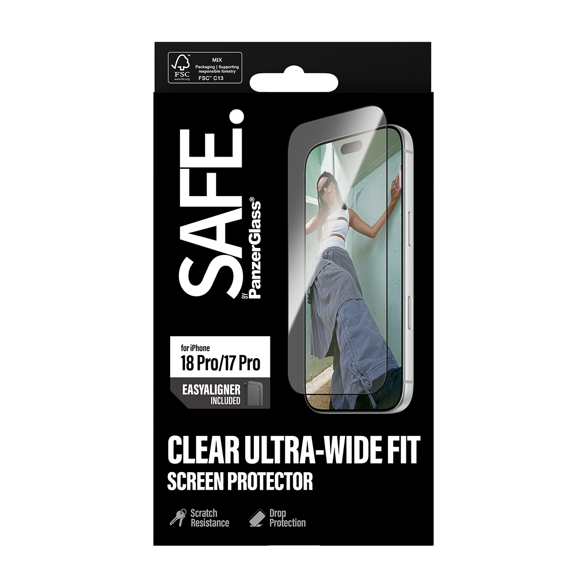 PanzerGlass SAFE. by � Screen Protector iPhone 2026 Pro | 17 Pro | Ultra-Wide Fit w. EasyAligner Protector de pantalla 1 pieza(s)