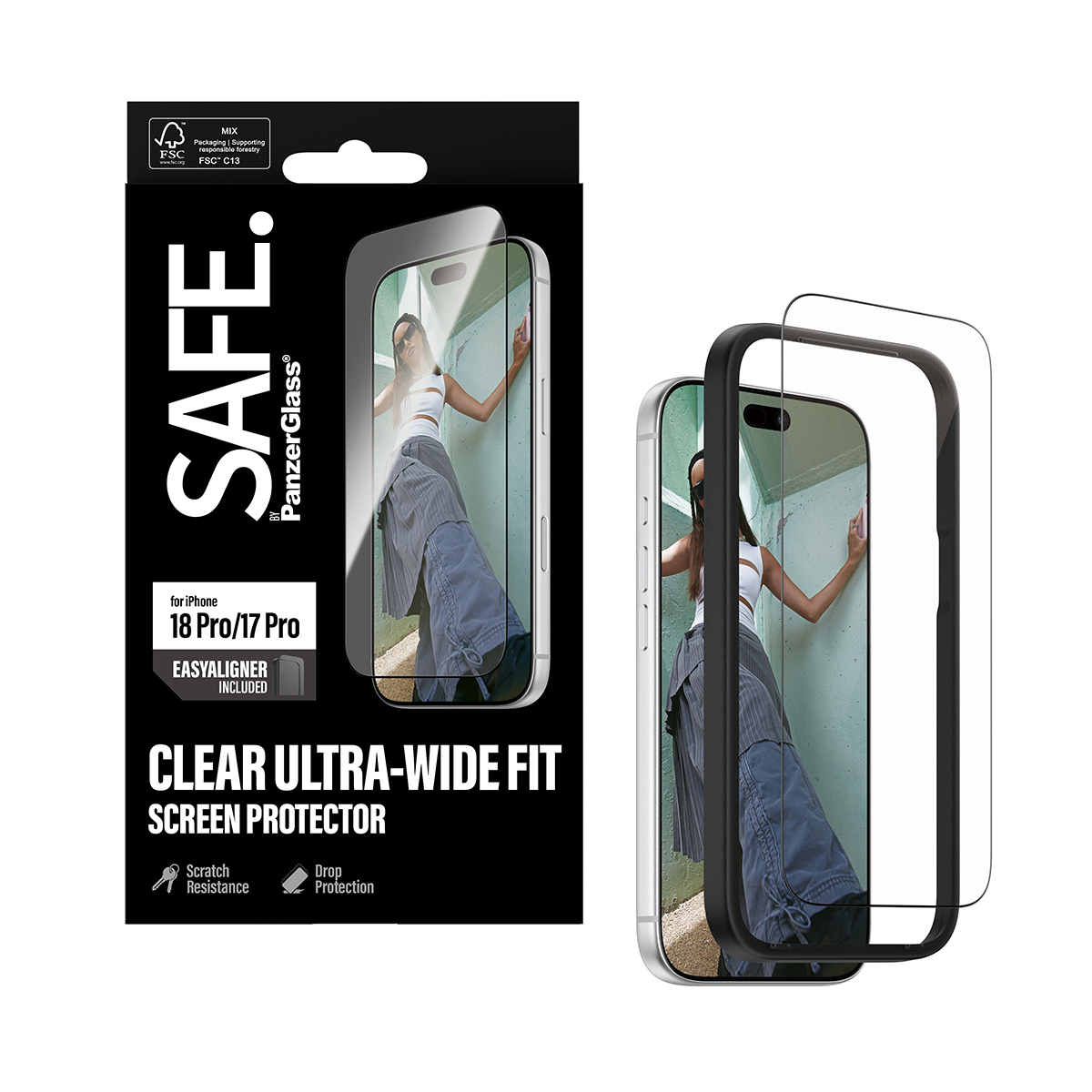 PanzerGlass SAFE. by � Screen Protector iPhone 2026 Pro | 17 Pro | Ultra-Wide Fit w. EasyAligner Protector de pantalla 1 pieza(s)