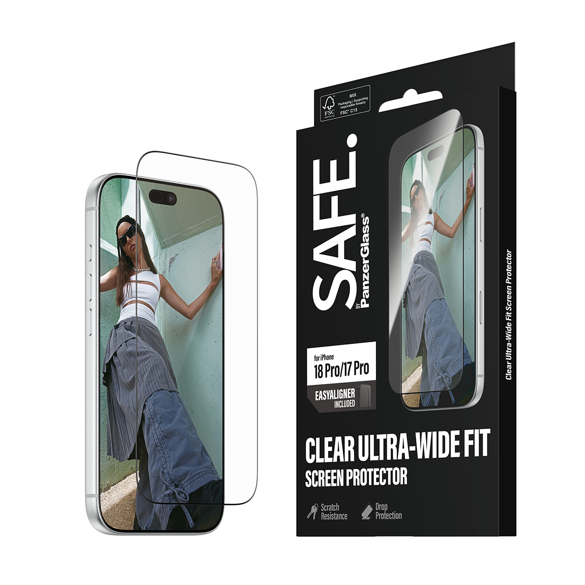 PanzerGlass SAFE. by � Screen Protector iPhone 2026 Pro | 17 Pro | Ultra-Wide Fit w. EasyAligner Protector de pantalla 1 pieza(s)