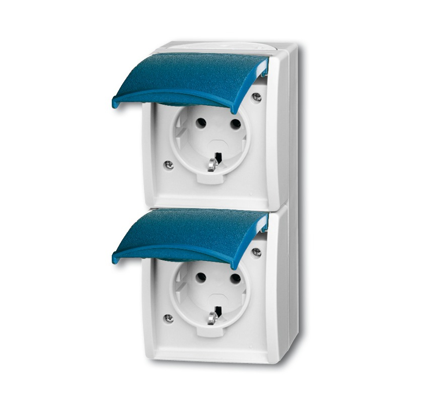 Busch-Jaeger 2084-0-0701 presa energia CEE 7/3 Blu, Bianco