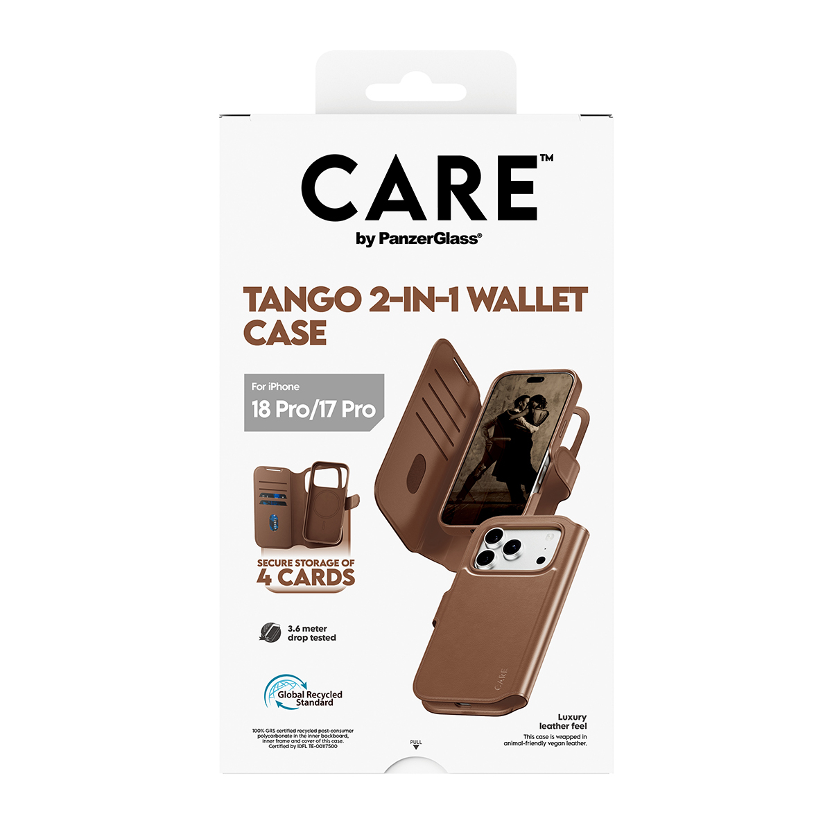 PanzerGlass CARE by � Tango 2-in-1 Wallet Case Brown w. MagSafe iPhone 2026 Pro | 17 Pro coque de protection pour t�l�phones portables Housse Transparent
