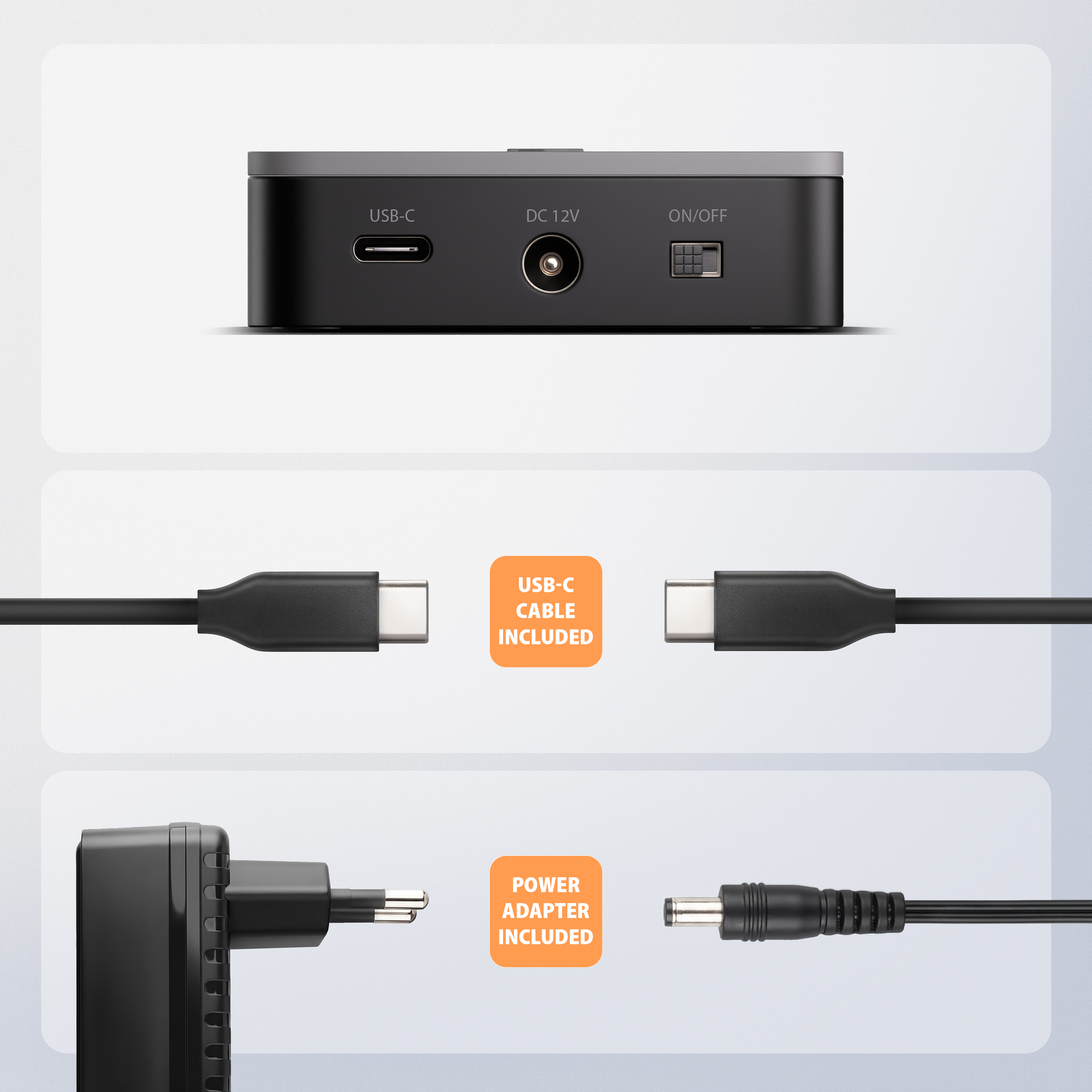 Axagon ADSA-M2C22L base de conexi�n para disco duro USB 3.2 Gen 2x2 Type-C Negro