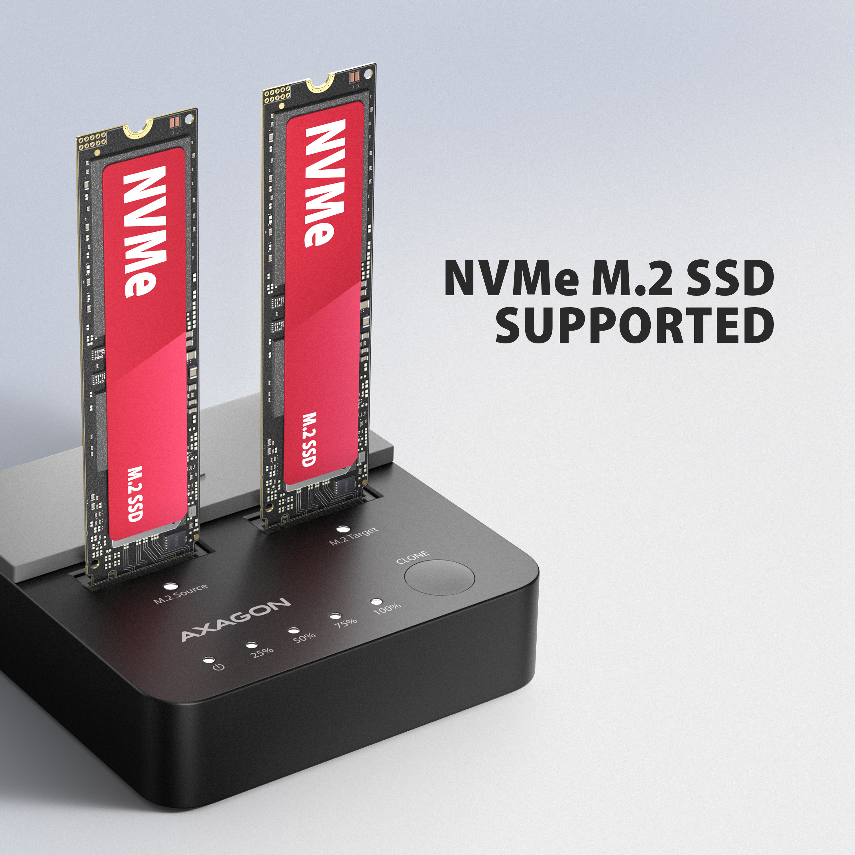 Axagon ADSA-M2C22L base de conexi�n para disco duro USB 3.2 Gen 2x2 Type-C Negro