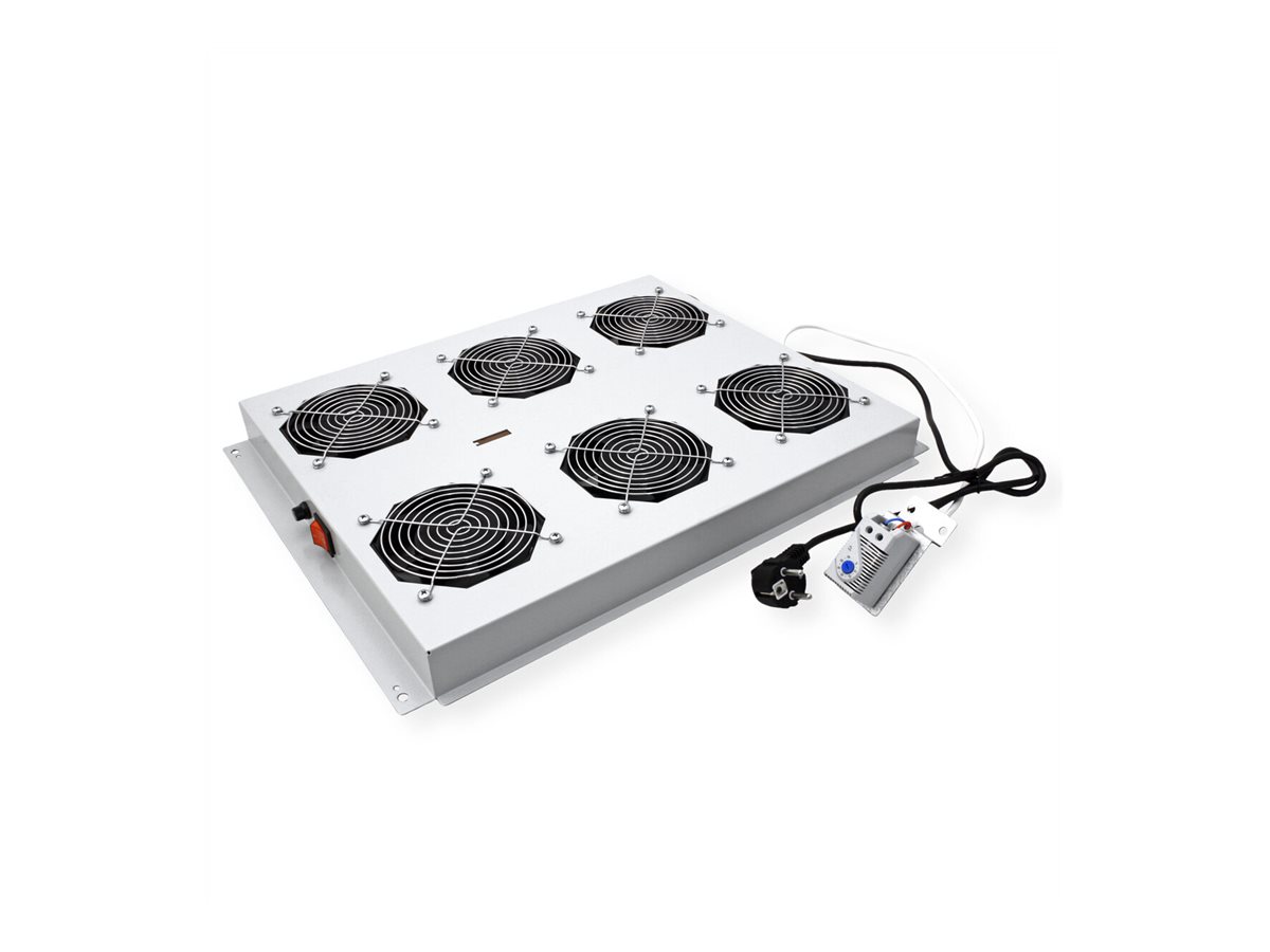 ROLINE Rack-L�fter - 6 L�fter mit Thermostat - auf Dach montierbar - RAL 7035, Hellgrau - 48.3 cm (19)