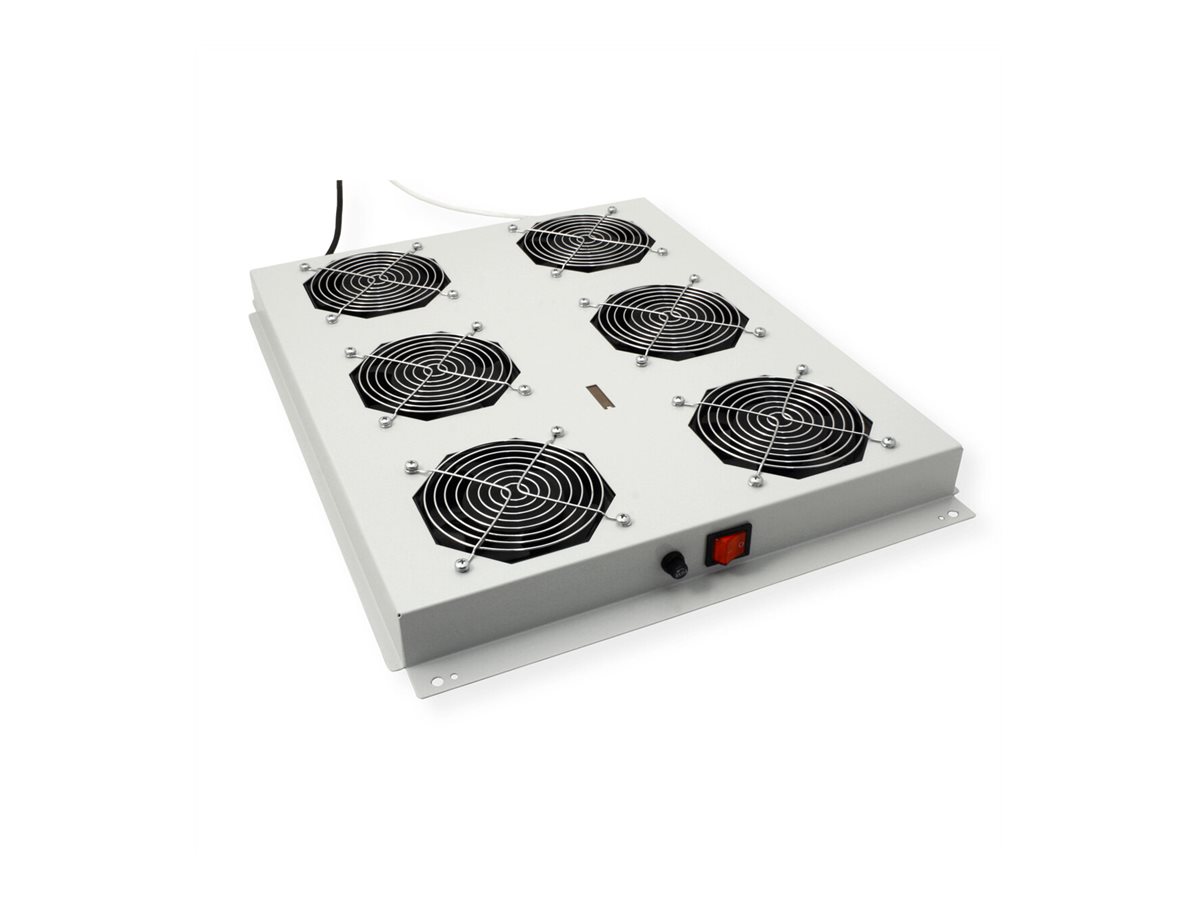 ROLINE Rack-L�fter - 6 L�fter mit Thermostat - auf Dach montierbar - RAL 7035, Hellgrau - 48.3 cm (19)