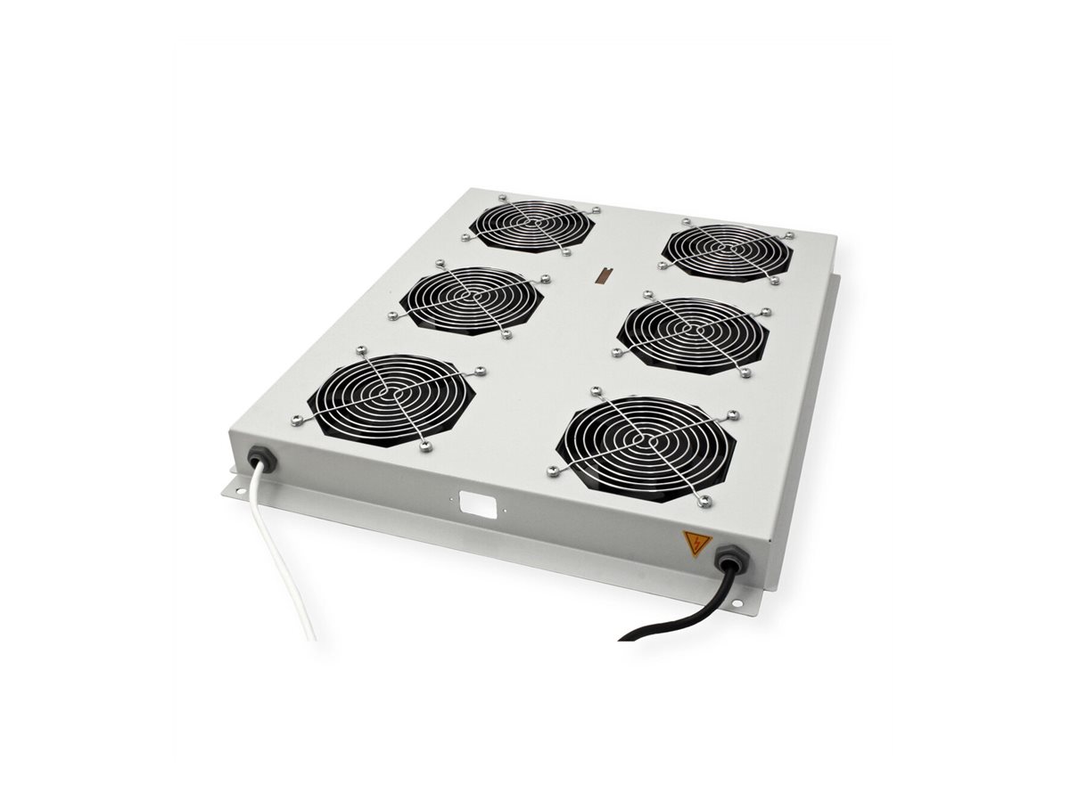 ROLINE Rack-L�fter - 6 L�fter mit Thermostat - auf Dach montierbar - RAL 7035, Hellgrau - 48.3 cm (19)