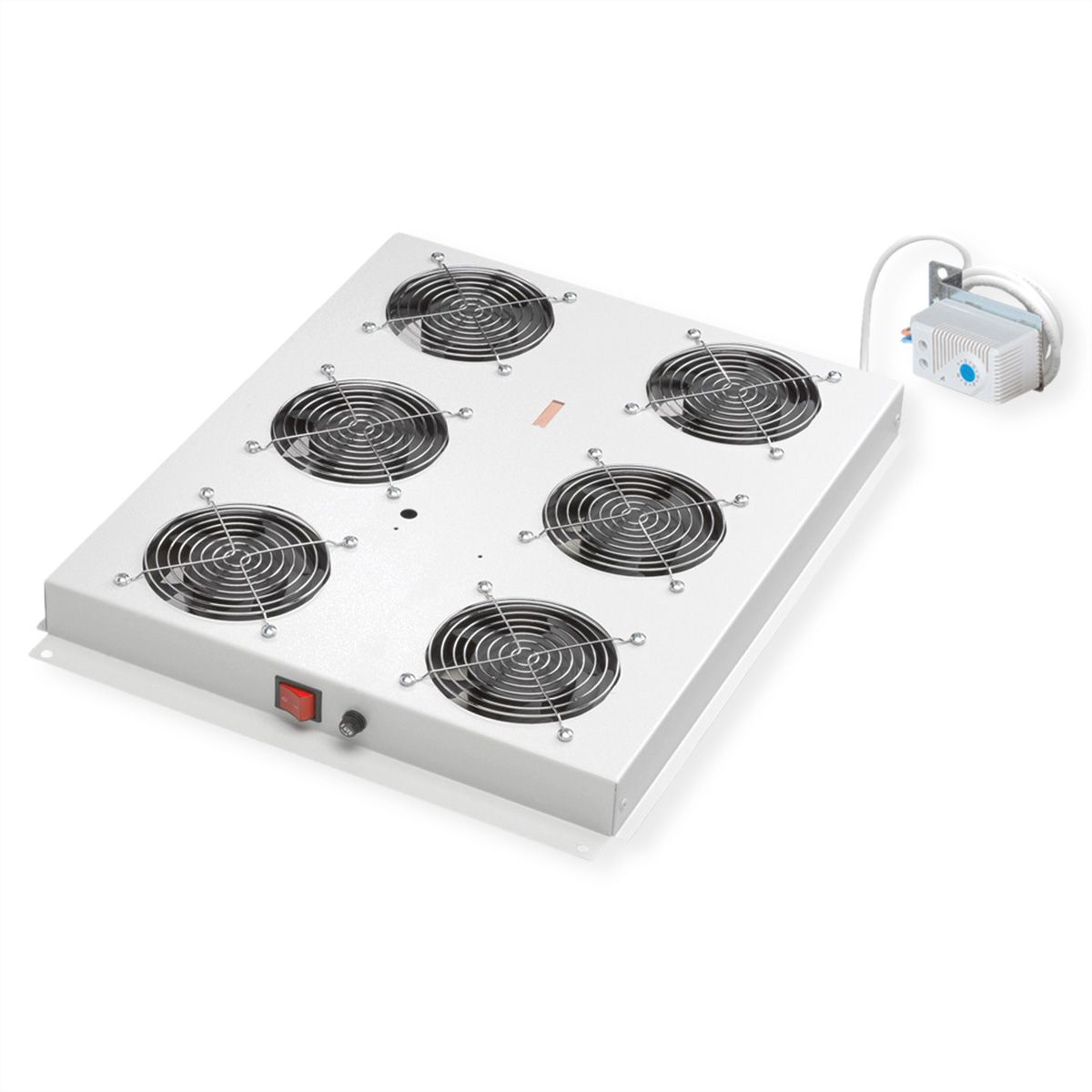 ROLINE Rack-L�fter - 6 L�fter mit Thermostat - auf Dach montierbar - RAL 7035, Hellgrau - 48.3 cm (19)