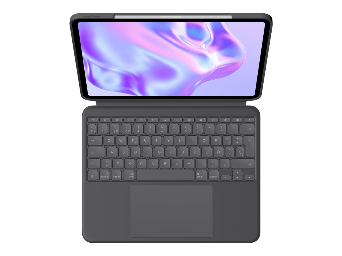 Logitech Combo Touch, funda con teclado, iPad Pro 13 pulgadas (M4)(2024) - Teclado retroiluminado extra�ble con soporte abatible, escritura c�moda, modo multiuso, Disposici�n QWERTY Espa�ol - Grafito