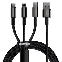 Baseus Tungsten Gold 3-in-1 - 1,5 m - USB A - USB C/Micro USB A/Lightning - USB 2.0 - 0,48 Gbit/s - Schwarz