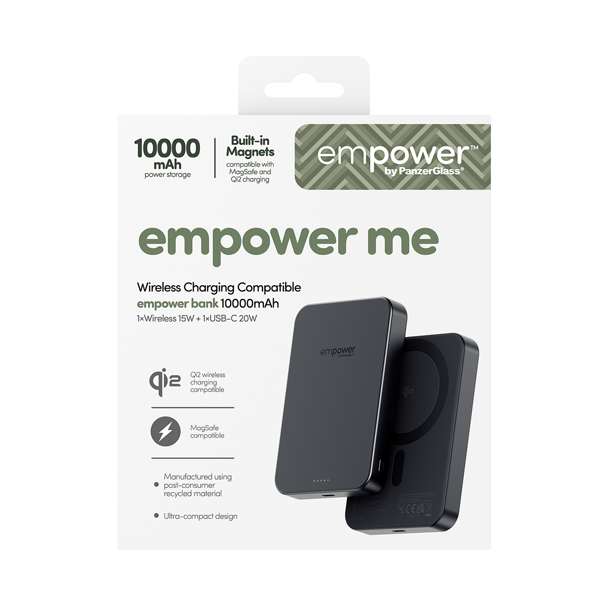 PanzerGlass empower by � empower Bank | 10000mAh | Space Black Noir