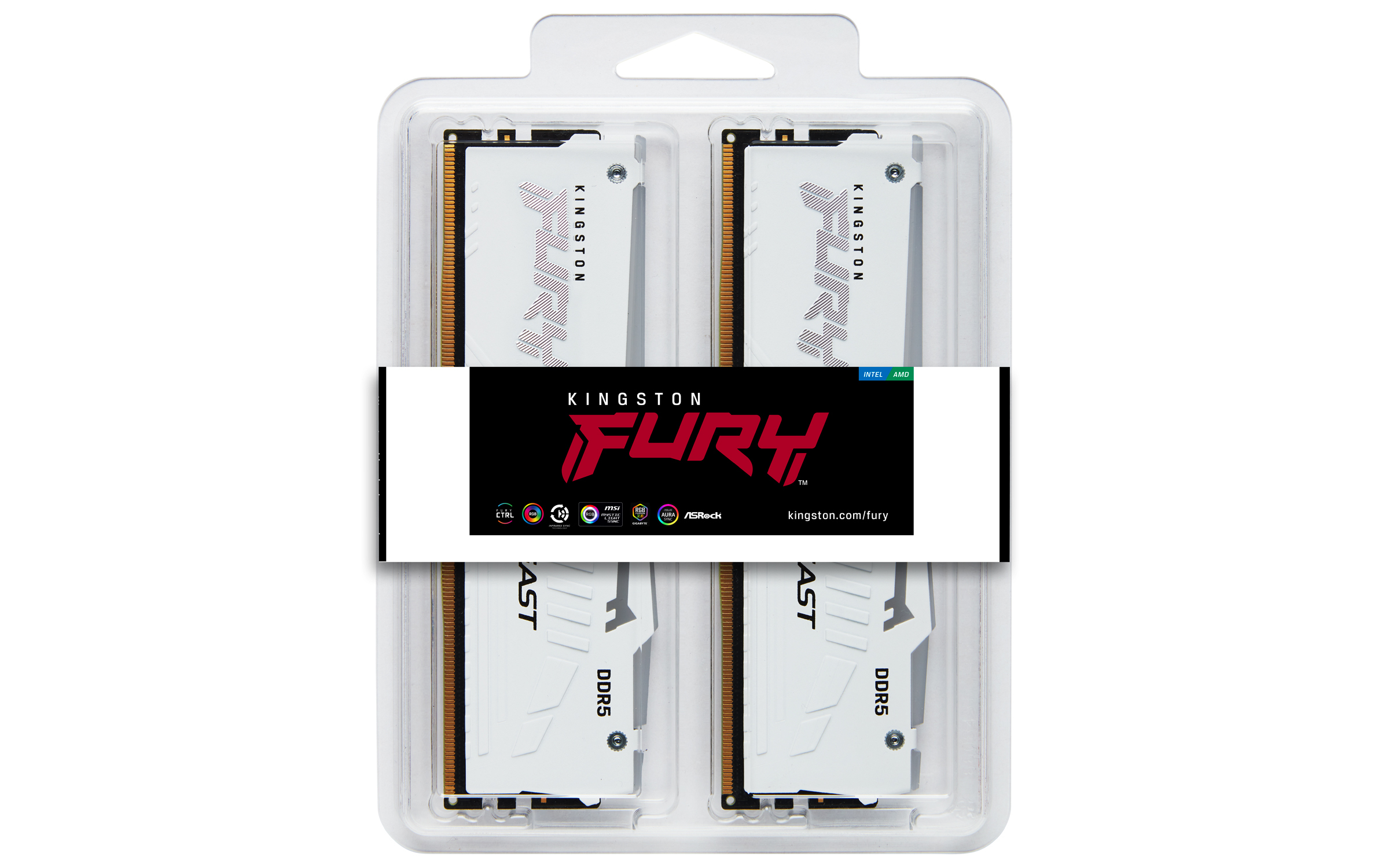 Kingston Technology FURY Beast 32GB 6000MT/s DDR5 CL36 DIMM (Kits de 2) White RGB EXPO