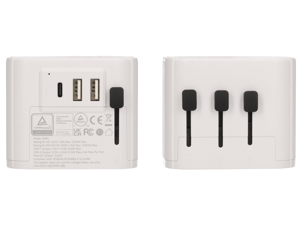 2-power Netzteil - 15 Watt - 3 A - 3 Ausgabeanschlussstellen (2 x USB, 24 pin USB-C)