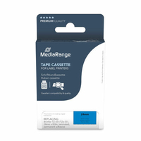 MEDIARANGE Schriftbandkassette schwarz auf blau 8m x 24mm