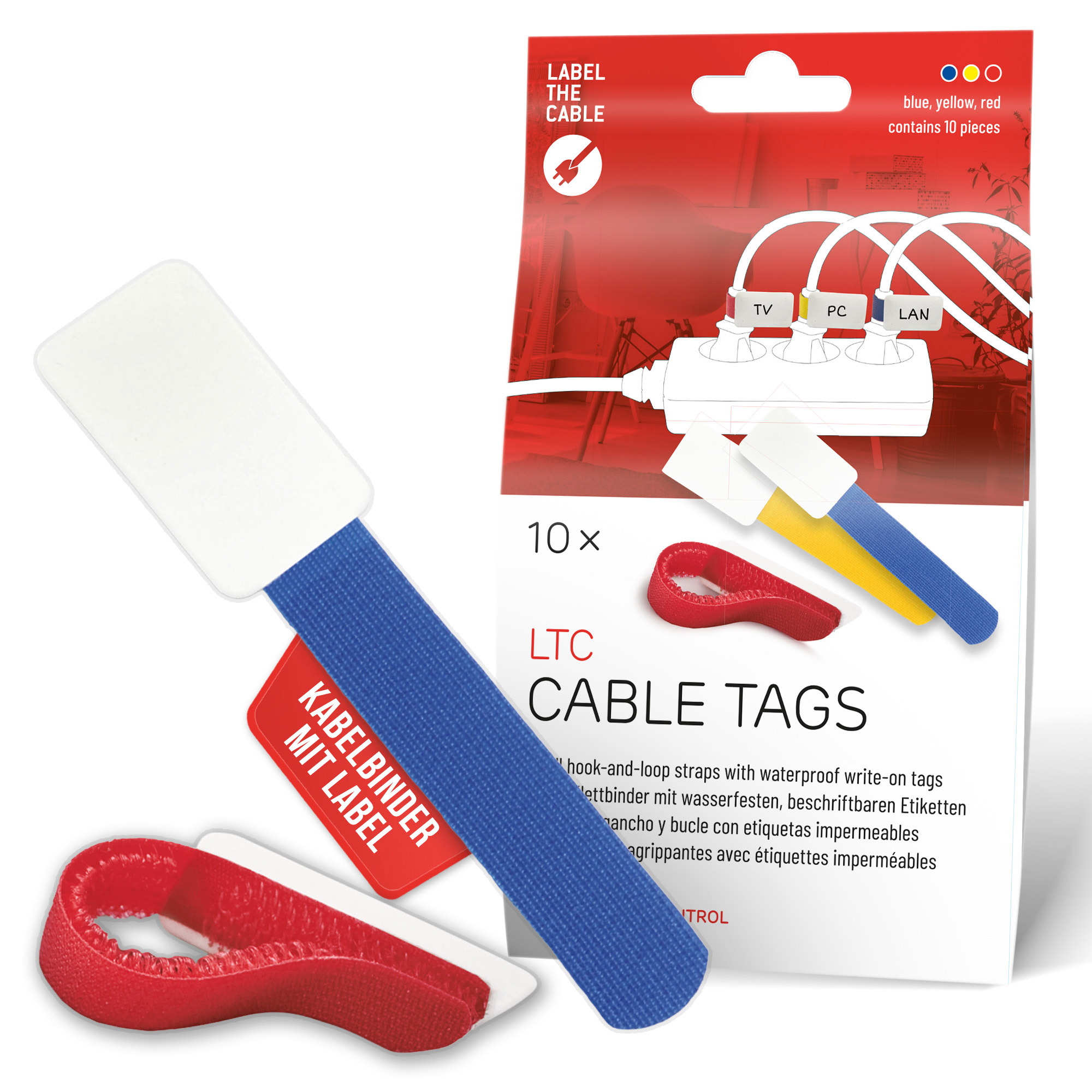 Label-the-cable LTC Klettkabelbinderlabel Set wiederverwendbar mix 10er