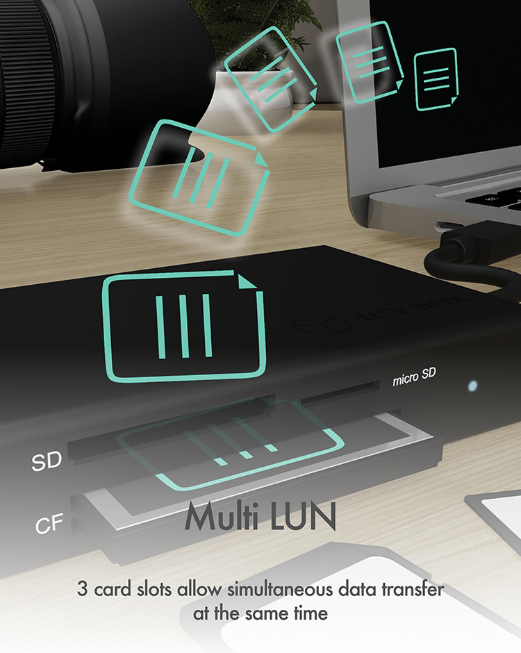 ICY BOX IB-CR401-C3 card reader USB 3.2 Gen 1 (3.1 Gen 1) Type-C Black