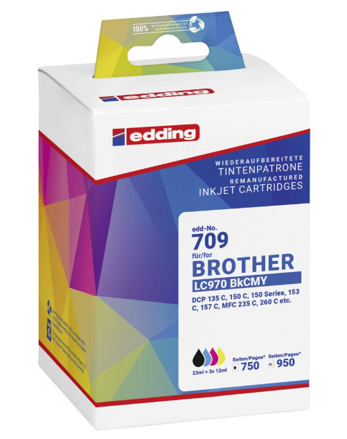 Edding EDD-709 ink cartridge 4 pc(s) Compatible Black, Cyan, Magenta, Yellow