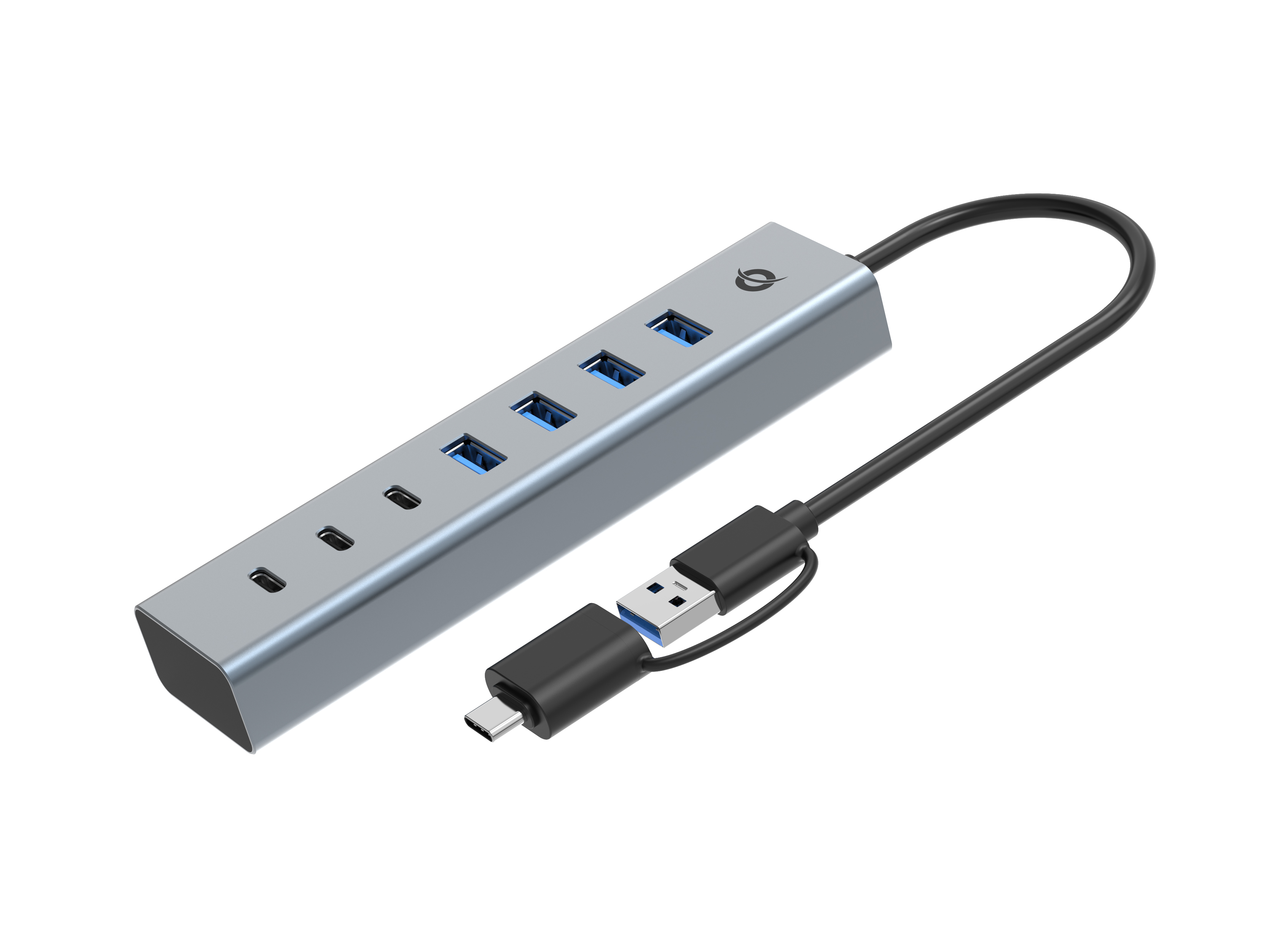 Conceptronic HUBBIES20GP 7-Port USB 3.0 Hub with Power Adapter, 5Gbps, USB-C x 3, USB-A x 4