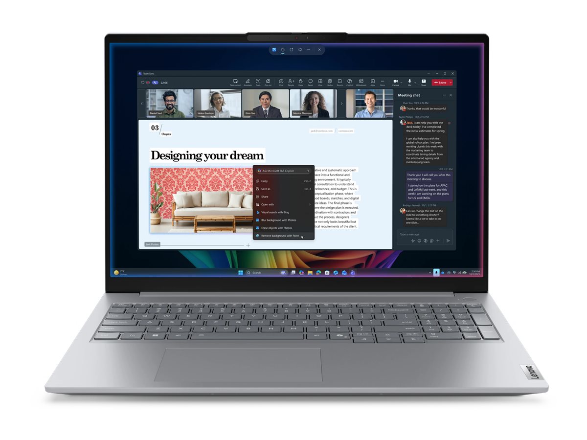 Lenovo ThinkBook 16 G9 IPL Copilot+ PC Intel Core Ultra 7 355 Port�til 40,6 cm (16) WUXGA 32 GB DDR5-SDRAM 1 TB SSD Wi-Fi 7 (802.11be) Windows 11 Pro Alem�n Gris