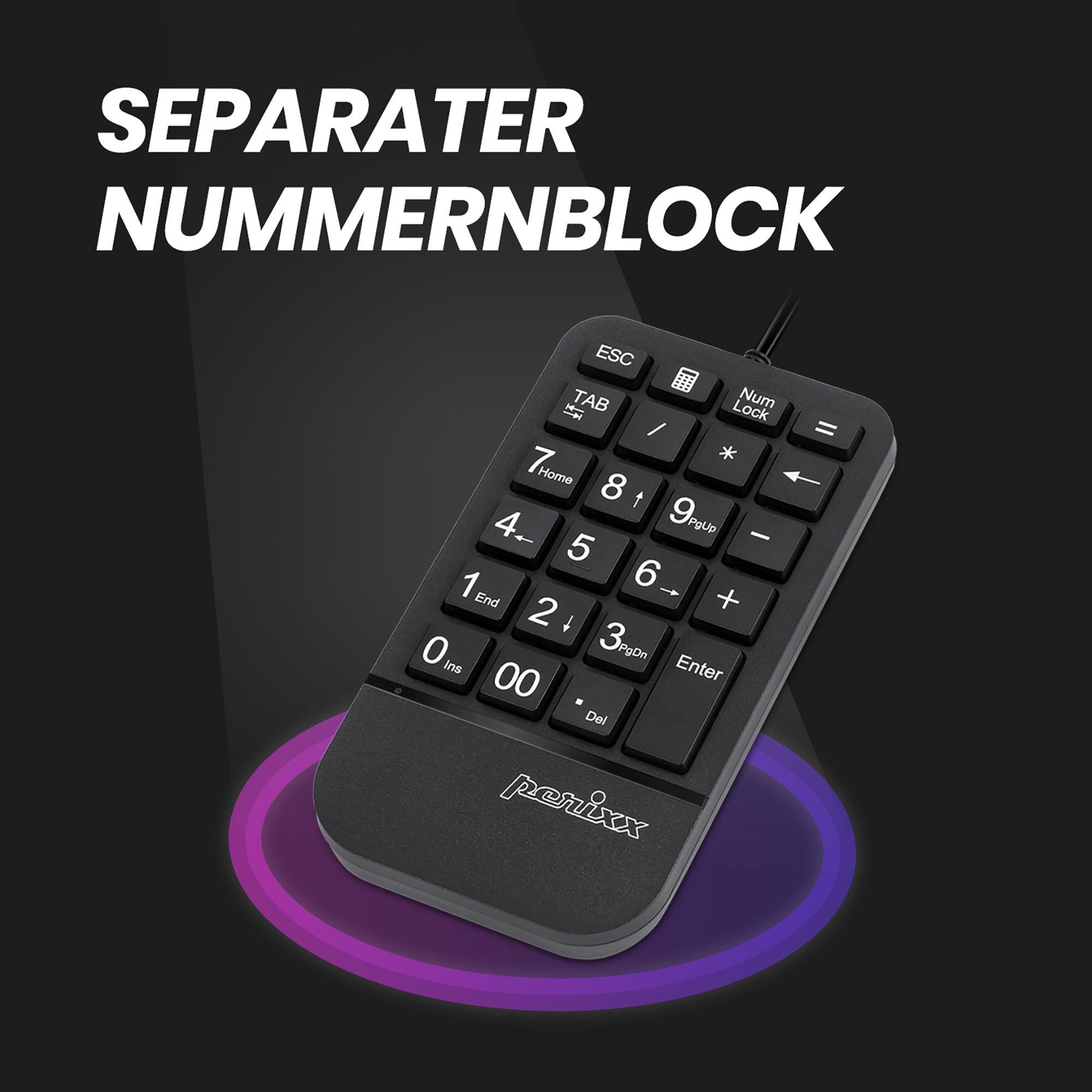 Perixx PERIDUO-606A DE 3-in-1 Tastatur- und Maus-Set kabellos ergonomisch - Touchpen - Optisch
