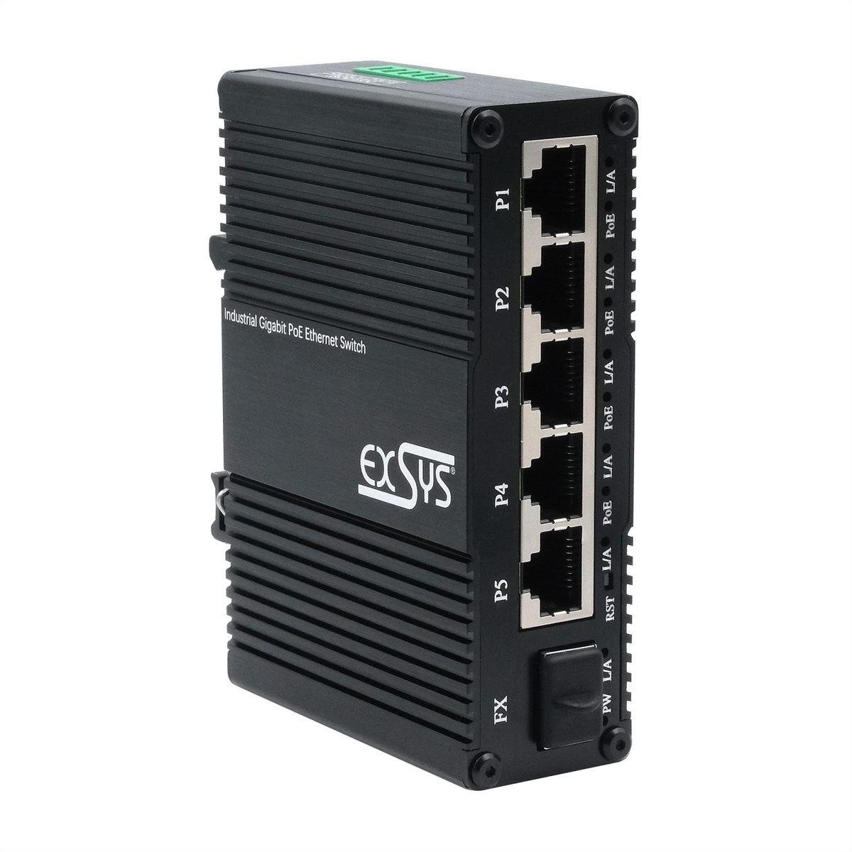 Exsys Switch 5+ Mini Industrie Gigab. 5+1xGigabit SFP PoE+ Web-Managed - Switch - 1-Port
