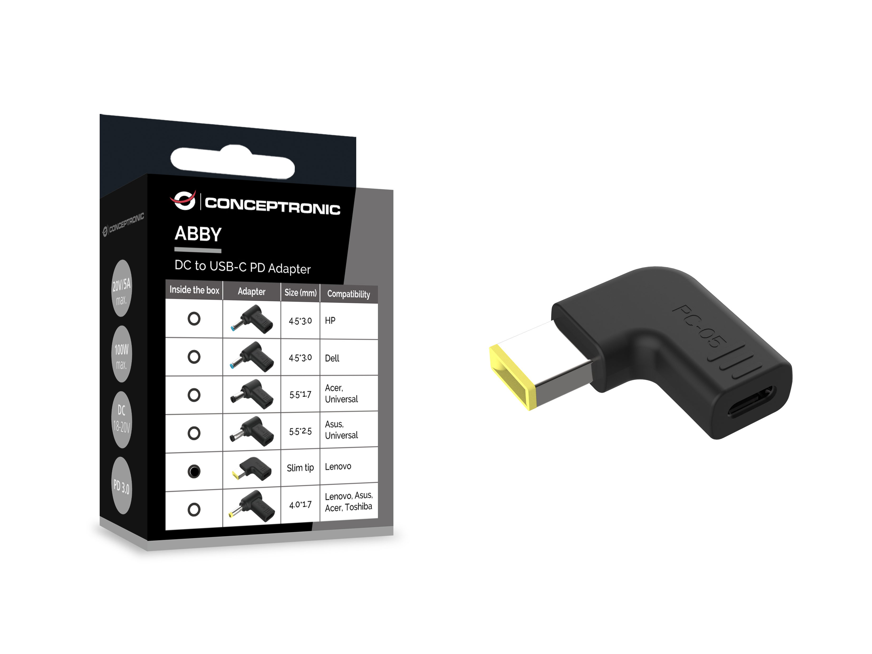 Conceptronic ABBY15PC05 accesorio para portatil Clavija de adaptador de corriente para ordenador porttil