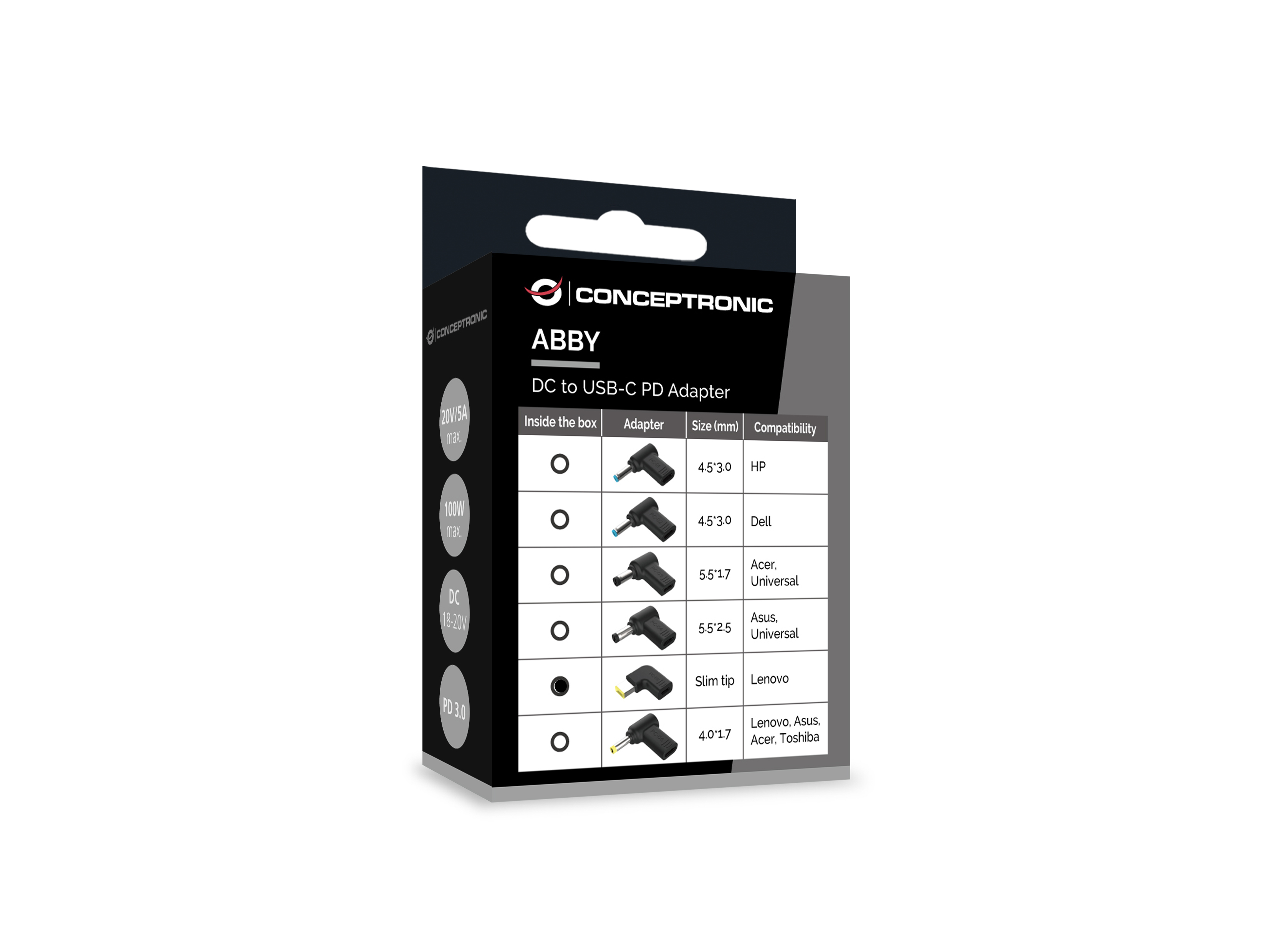 Conceptronic ABBY15PC05 accesorio para portatil Clavija de adaptador de corriente para ordenador porttil