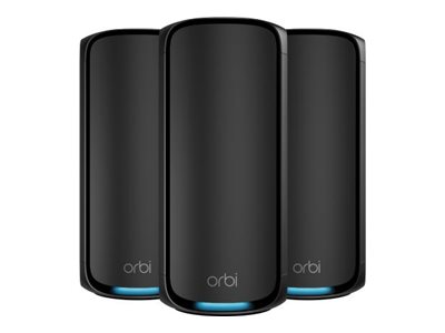 NETGEAR Orbi 970 Series Quad-Band WiFi 7, 3-Pack Quad-band (2.4 GHz / 5 GHz-1 / 5 GHz-2 / 6 GHz) Wi-Fi 6 (802.11ax) Noir Interne