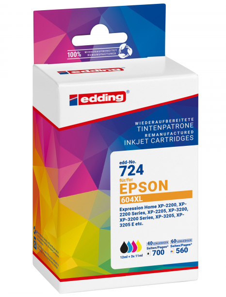 Edding EDD-724 ink cartridge 4 pc(s) Compatible Black, Cyan, Magenta, Yellow