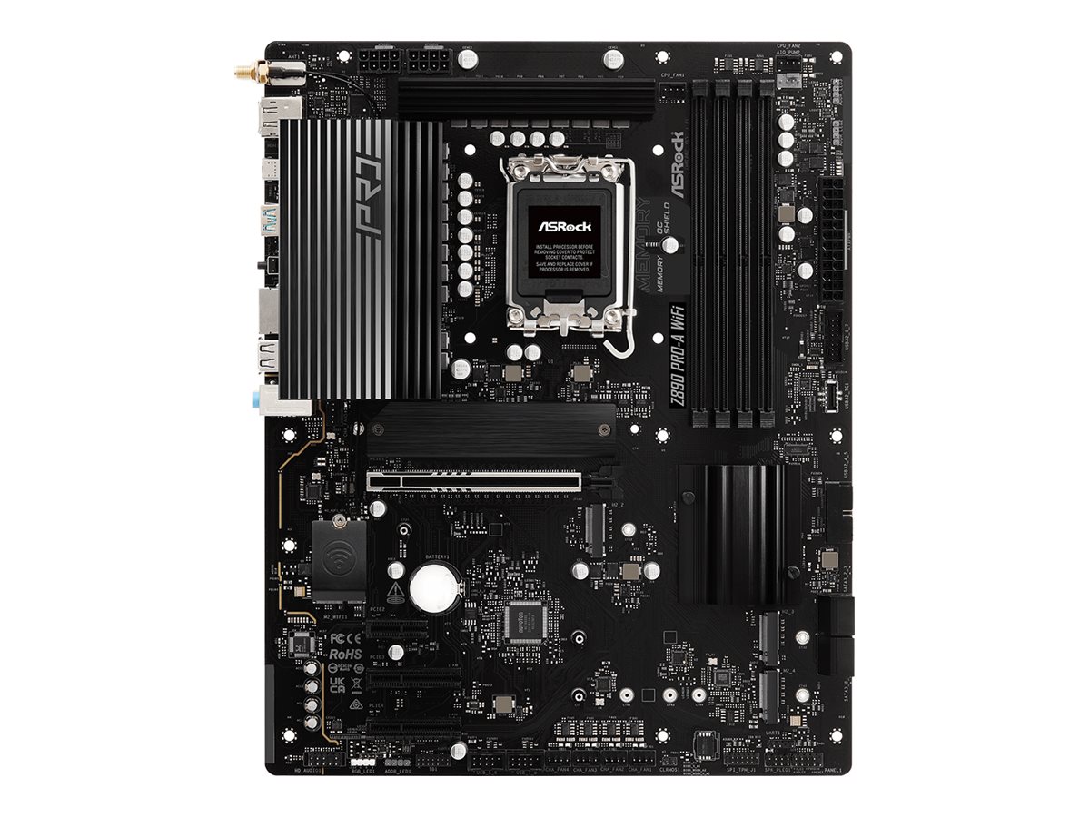 ASRock Z890 PRO-A WiFi - Motherboard - ATX - LGA1851-Sockel - Z890 Chipsatz - USB4, USB-C 3.2 Gen 2x2, USB 3.2 Gen 2, USB 3.2 Gen 1 - 2.5 Gigabit LAN, Bluetooth, Wi-Fi 6E - Onboard-Grafik (CPU erforderlich)